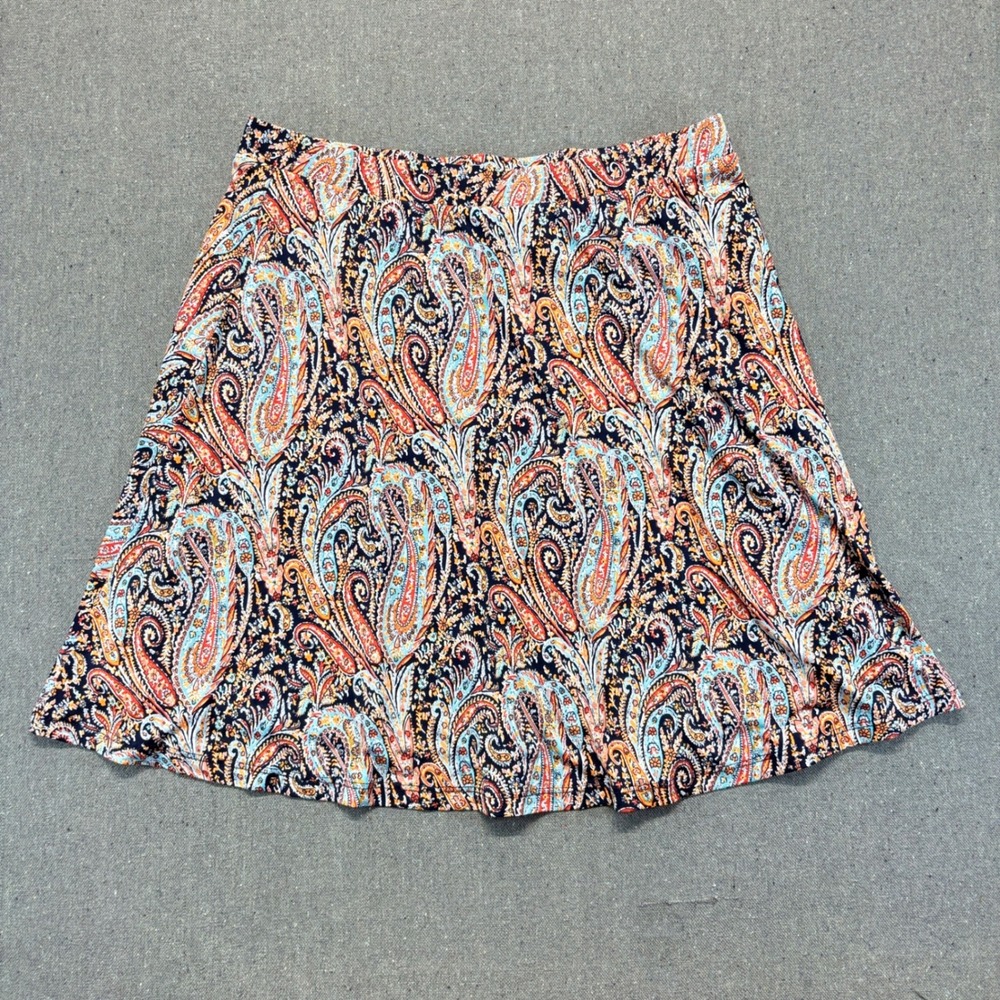 Gilli Paisley Printed A Line Mini Skirt XL Lined Stretchy Fun Pop Of Color